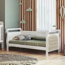Cama Babá Infantil Com Capitonê Allegra Tigus Baby