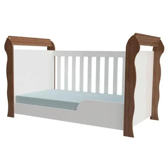 Quarto De Bebê Ariel 3 Portas E Berço Lara Branco Acetinado Amadeirado Carolina - Carolina Baby - Image 3