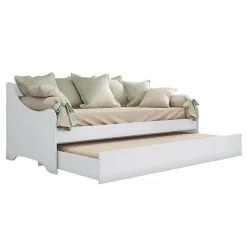 Cama Babá Amore Reversível Com Gavetão/Cama Auxiliar Branco Acetinado - Móveis Estrela