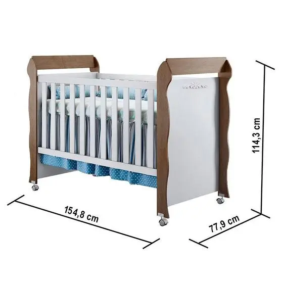 Quarto De Bebê Provençal Guarda Roupa 4 Portas Cômoda Berço Com Colchão Amadeirado Carolina Baby - Image 4