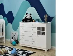 Cômoda 1 Porta 5 Gavetas Capricho Tcil Móveis Neve - MÓVEIS ATENAS