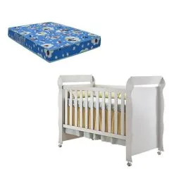 Berço Americano Mirelle Branco Brilho E Colchão Ortobom - Carolina - Carolina Baby