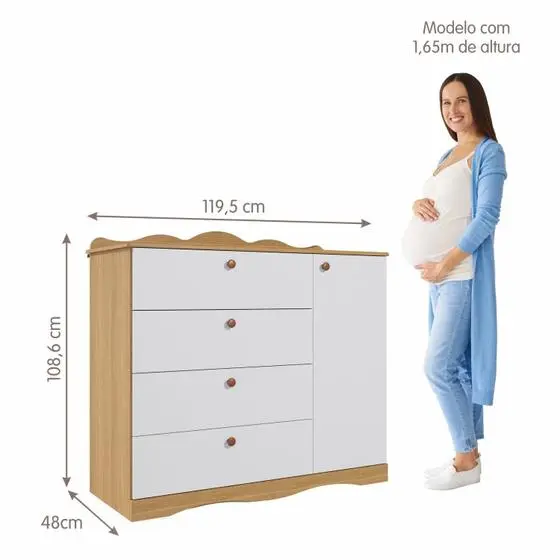 Quarto De Bebê 3 Peças Com Berço Capitonê Cômoda 4 Gavetas E Guarda Roupa 4 Portas 4 Gavetas Aquarel - Espresso Móveis - Image 3