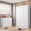 Quarto Bebe Completo Com Comoda 2 Portas E 4 Gavetas E Guarda Roupa 3 Portas Eloa Branco - Phoenix Baby