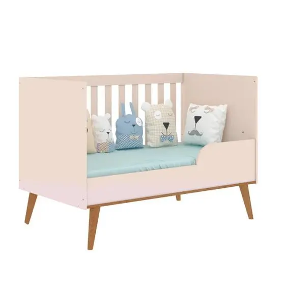 Berço Americano 3 Em 1 Retrô Ludmila Rosê Fosco Com Bétula Carolina Baby - Image 3